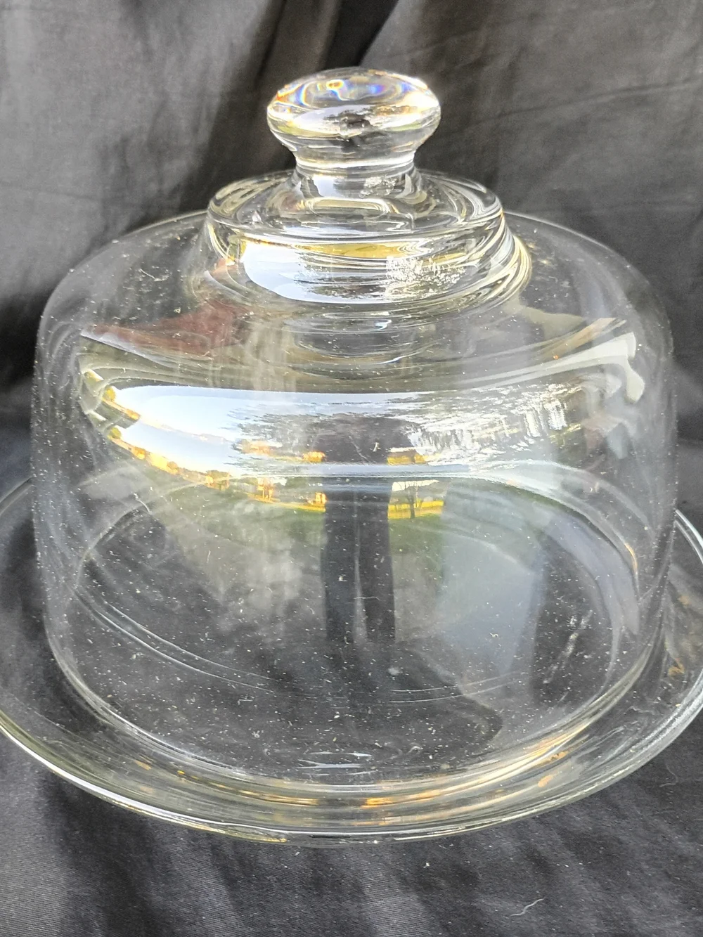 Holiday Time New 8” Clear Glass Covered Cheese Plate with Original Box